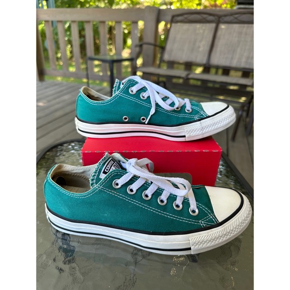 Converse All‎ Star Low Top Teal Green Sneakers Canvas Shoes Womens 7 Mens 5 - Picture 2 of 9